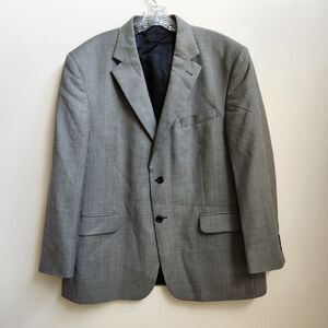 Stafford Blazer Jacket Men's 44S Houndstooth Black Blue Sport Coat Two Button.